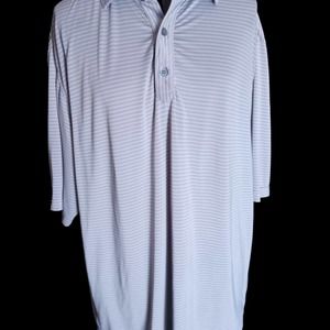 Footjoy grey striped, short sleeve golf polo shirt, L